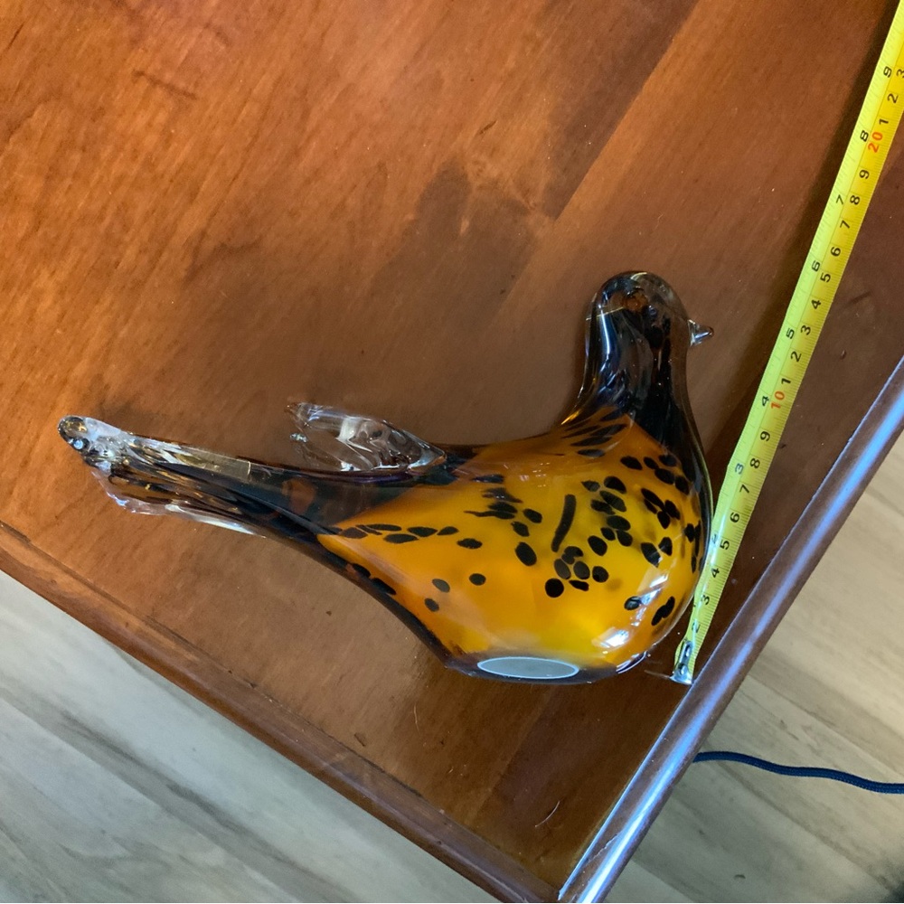 Vintage Glass Bird Figurine in Amber and Black - Picture 5 of 5
